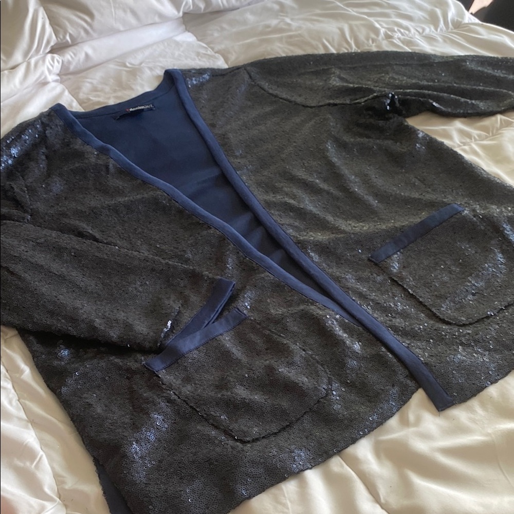 Sequin Blazer in Black and Blue